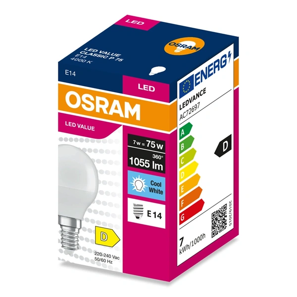 Osram Value P75 7W/840 E14 LED fényforrás