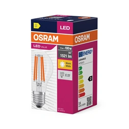 Osram Value átlátszó üveg búra/11W/1521lm/2700K/E27 LED körte izzó