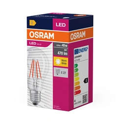 Osram Value átlátszó üveg búra/4W/827lm/2700K/E27 LED körte izzó