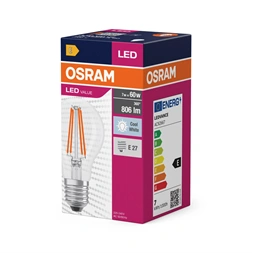Osram Value átlátszó üveg búra/7W/840lm/4000K/E27 LED körte izzó
