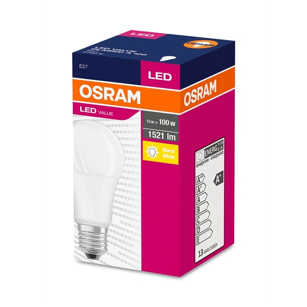 Osram Value opál búra/13W/827lm/2700K/E27 LED körte izzó