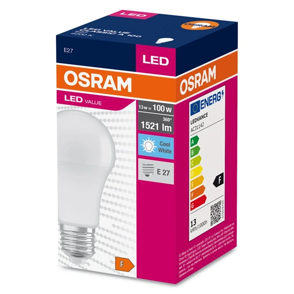 Osram Value opál búra/13W/840lm/4000K/E27 LED körte izzó