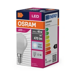 Osram Value opál búra/4,9W/840lm/4000K/E14 LED kisgömb izzó