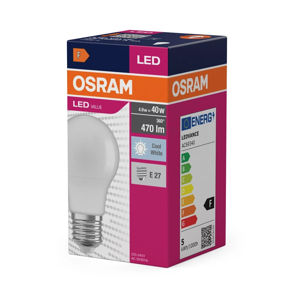 Osram Value opál búra/4,9W/840lm/4000K/E27 LED körte izzó
