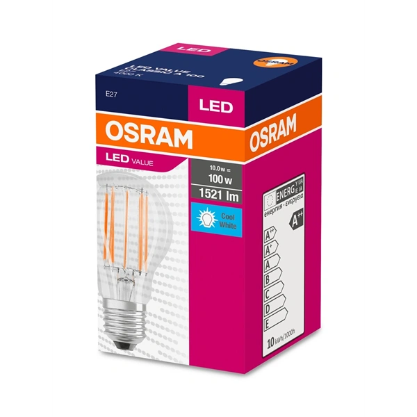 Osram Value opál búra/8,5W/806lm/6500K/E27 LED körte izzó