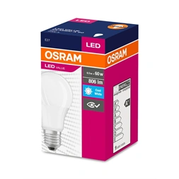 Osram Value opál búra/8,5W/840lm/4000K/E27 LED körte izzó