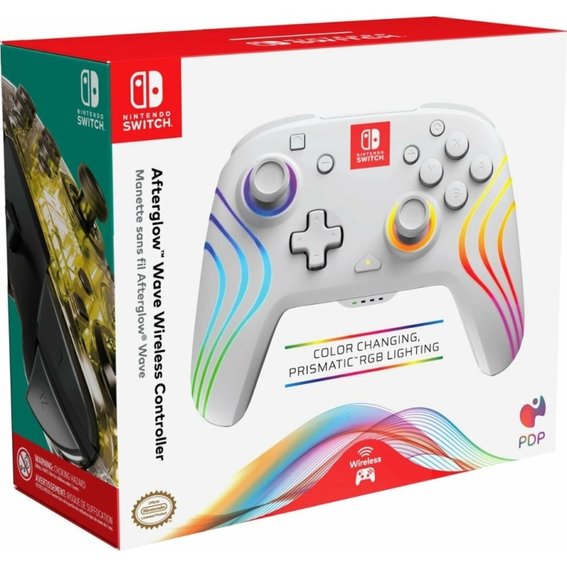 PDP 500-238-WH Afterglow Wave Nintendo Switch/Switch 2 vezeték nélküli RGB LED Lighting fehér kontroller