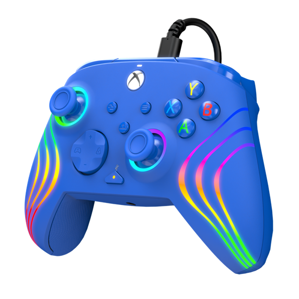 PDP 049-024-BL Afterglow Wave Xbox Series X|S/Xbox One/PC RGB LED kék vezetékes kontroller