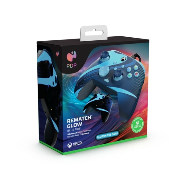 PDP 049-023-BLTD Rematch Glow Adevanced Xbox Series X|S/Xbox One/PC vezetékes Blue Tide Glow in the Dark kontroller