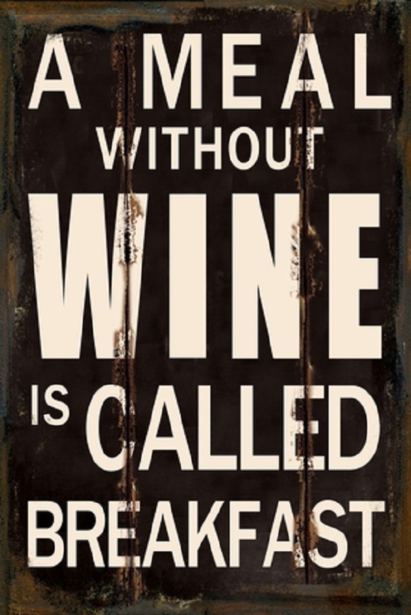 PF A meal without wine… 20x30 cm-es retro dekor fémtábla