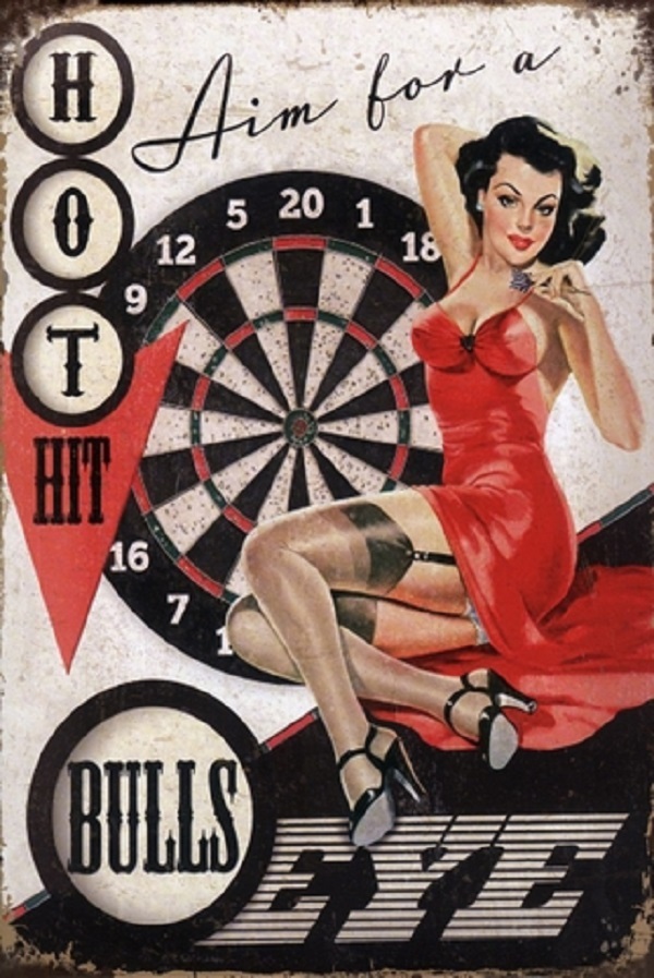 PF Bulls Eye 20x30 cm-es retro dekor fémtábla