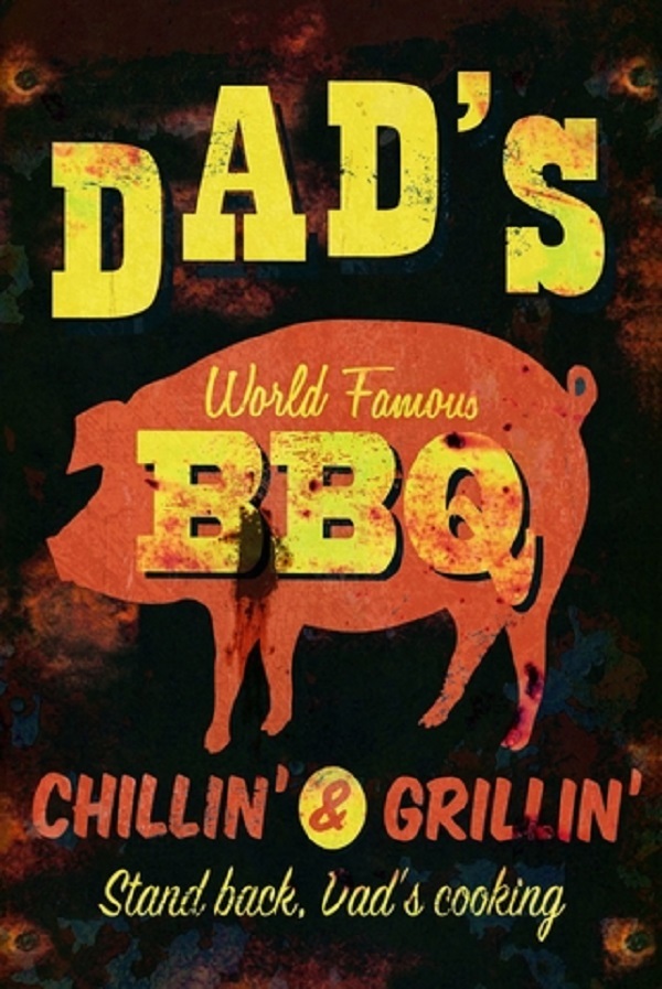 PF Dad`s BBQ 20x30 cm-es retro dekor fémtábla