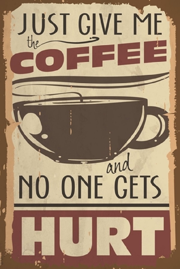 PF Just give me coffee 20x30 cm-es retro dekor fémtábla