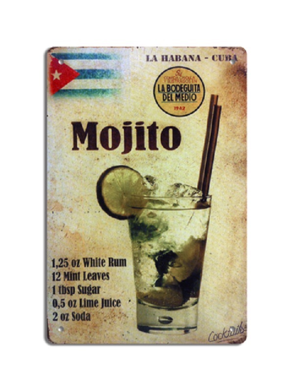 PF Mojito 20x30 cm-es retro dekor fémtábla