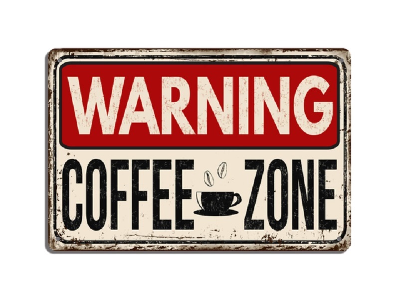 PF Warning Coffee Zone 20x30 cm-es retro dekor fémtábla