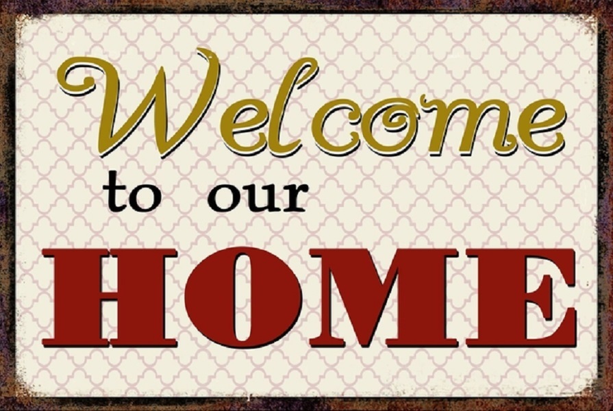 PF Welcome to our home 20x30 cm-es retro dekor fémtábla