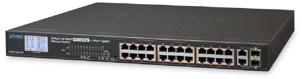 PLANET FGSW-2622VHP 19" 24port 10/100Mbps 2xSFP nem menedzselhető PoE switch