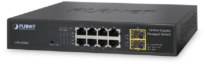 PLANET GSD-1020S asztali 8port GbE LAN 2xSFP menedzselhető switch