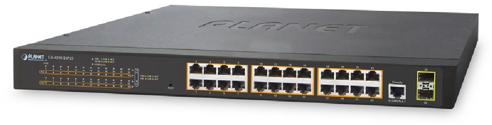 PLANET GS-4210-24P2S 19" 24port GbE LAN 2xSFP menedzselhető PoE switch