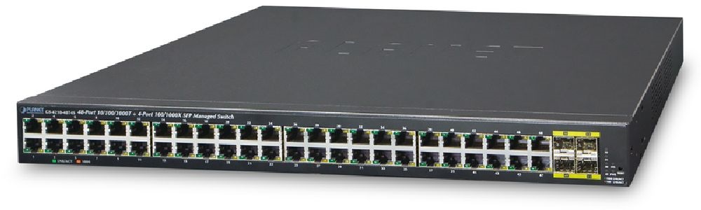 PLANET GS-4210-48T4S 19" 48port GbE LAN 4xSFP menedzselhető switch