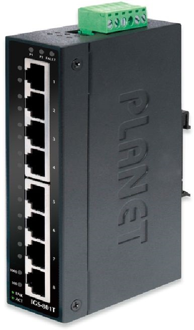 PLANET IGS-801T DIN sínre szerelhető 8port GbE LAN nem menedzselhető ipari switch