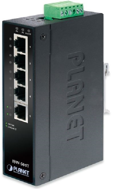 PLANET ISW-501T DIN sínre szerelhető 5port 10/100Mbps nem menedzselhető ipari switch