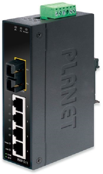 PLANET ISW-511 DIN sínre szerelhető 4port 10/100Mbps nem menedzselhető ipari switch