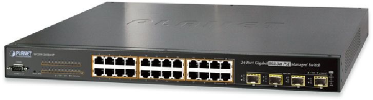 PLANET WGSW-24040HP 19" 24port GbE LAN 4xSFP L2/L4 menedzselhető PoE switch