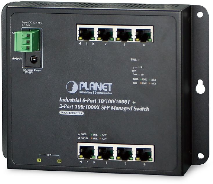 PLANET WGS-4215-8P2S fali 8port GbE LAN 2xSFP menedzselhető ipari PoE switch