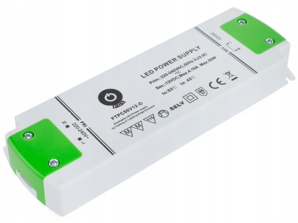 POS POWER FTPC50V12-D 12V/5A 50W IP20 szabályozható LED tápegység