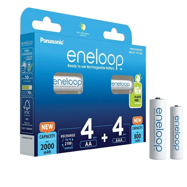 Panasonic Eneloop BK-KJMCDE44E AA 2000mAh ceruza + AAA 800mAh mikro ceruza akku 4+4db/csomag