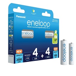 Panasonic Eneloop BK-KJMCDE44E AA 2000mAh ceruza + AAA 800mAh mikro ceruza akku 4+4db/csomag