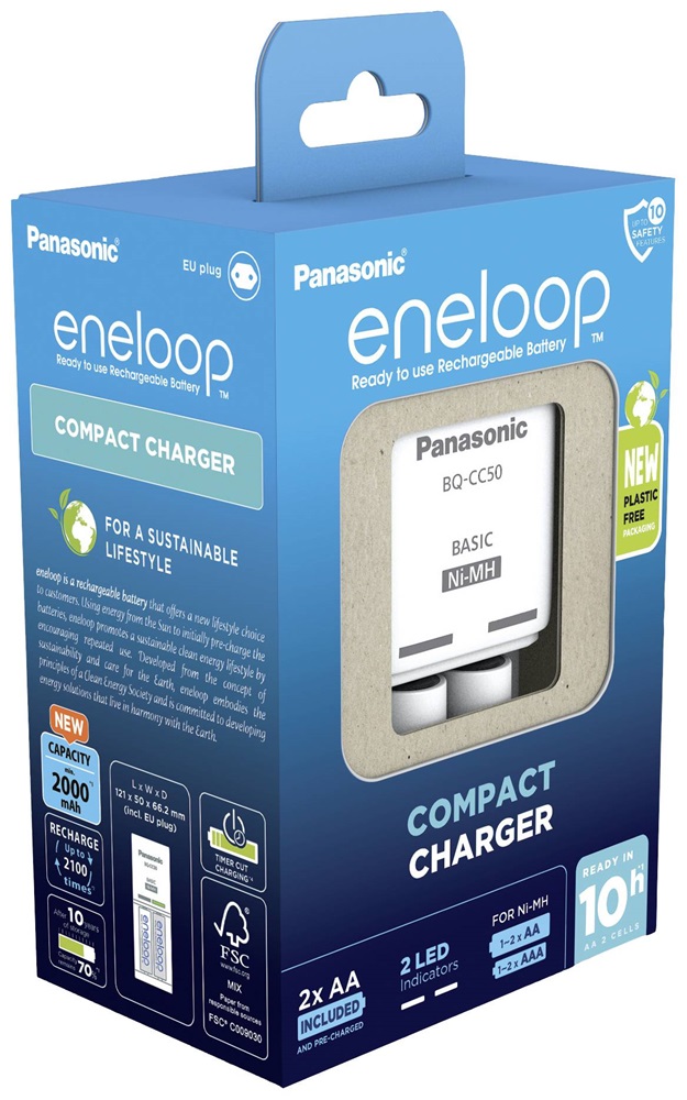 Panasonic Eneloop K-KJ50MCD20E AA 2000mAh időzítős akkutöltő +2xAA akku