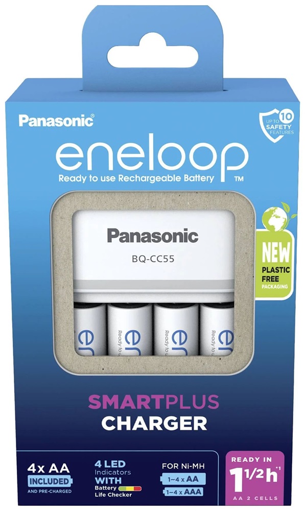 Panasonic Eneloop K-KJ55MCD40E AA 2000mAh gyors akkutöltő +4xAA akku