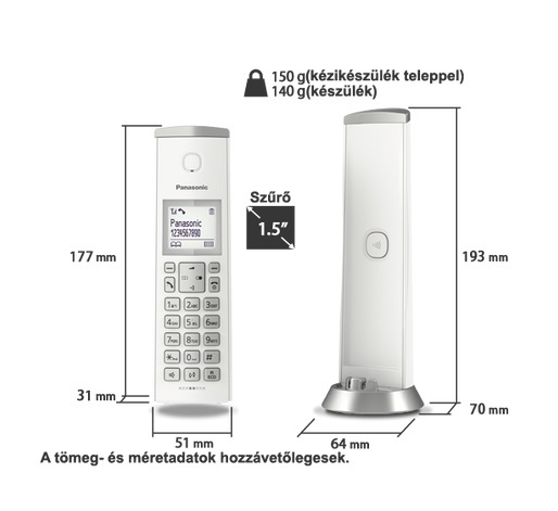 Panasonic KX-TGK210PDW hívóazonosítós fehér dect telefon
