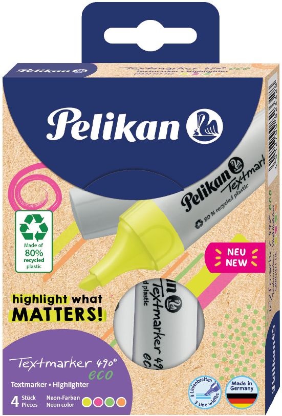 Pelikan 490 Eco 4 db-os neon színű szövegkiemelő