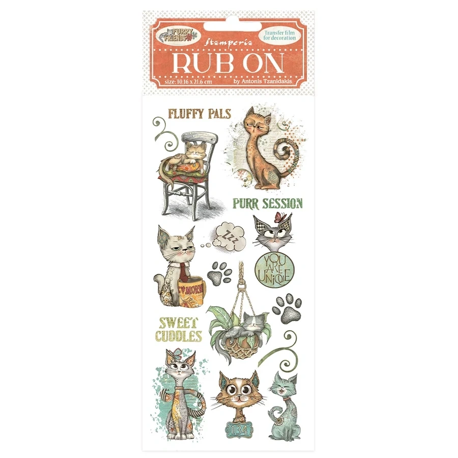 Pentart Furry Friends cat 10,2x21,6 cm kaparós matrica