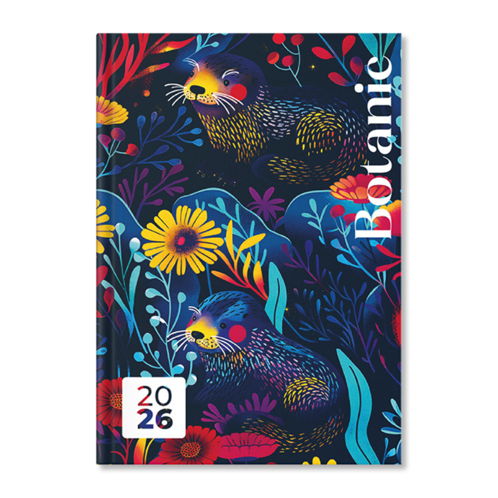 Period Botanic Dark 2026 A5 napi beosztású határidőnapló