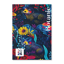 Period Botanic Dark 2026 B6 heti napi beosztású határidőnapló