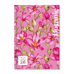 Period Botanic Pink 2026 A5 napi beosztású határidőnapló