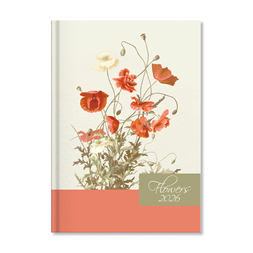 Period Flowers Beige 2026 A5 napi beosztású határidőnapló