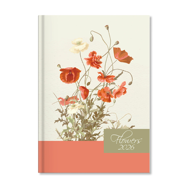 Period Flowers Beige 2026 B6 heti beosztású határidőnapló