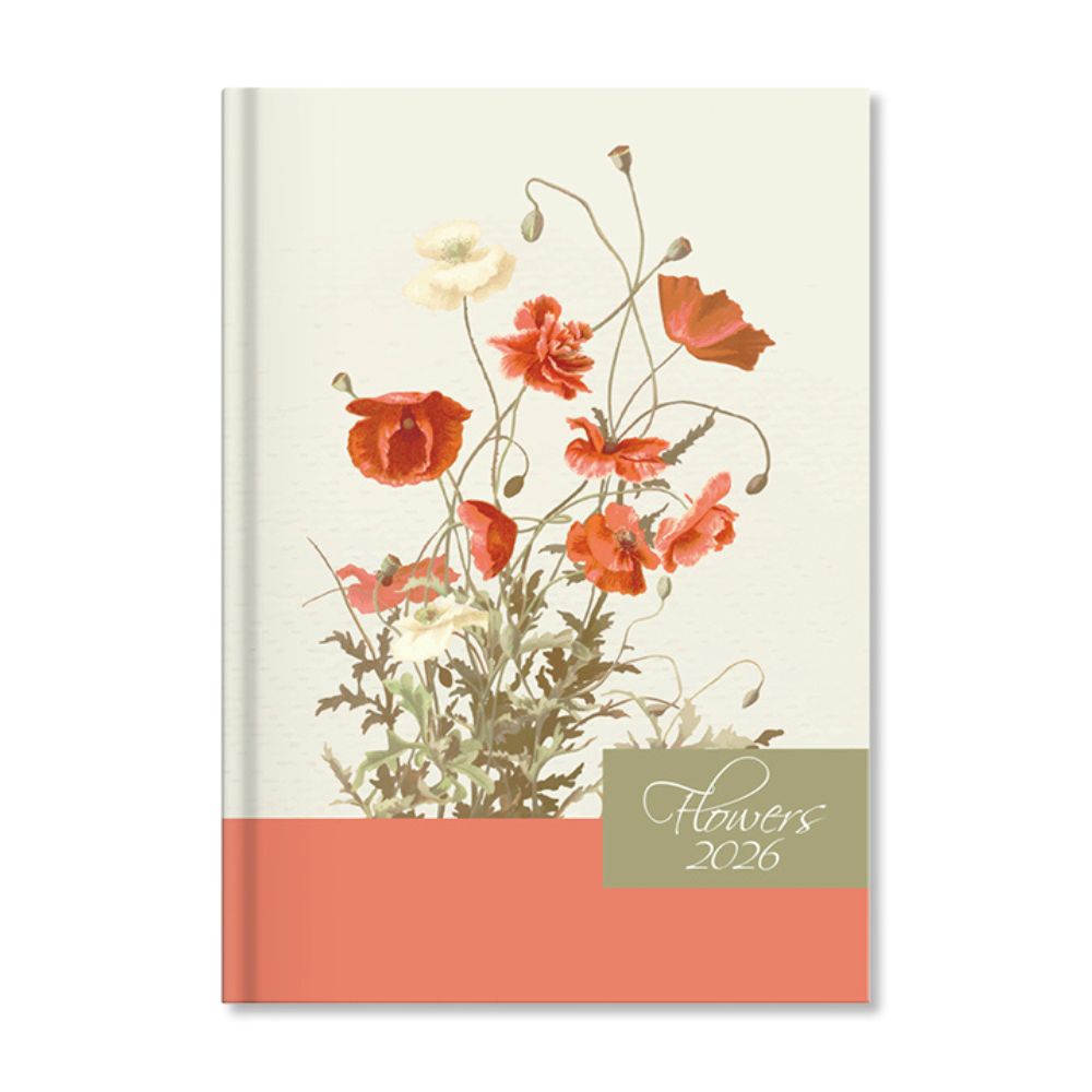 Period Flowers Beige 2026 B6 heti beosztású határidőnapló