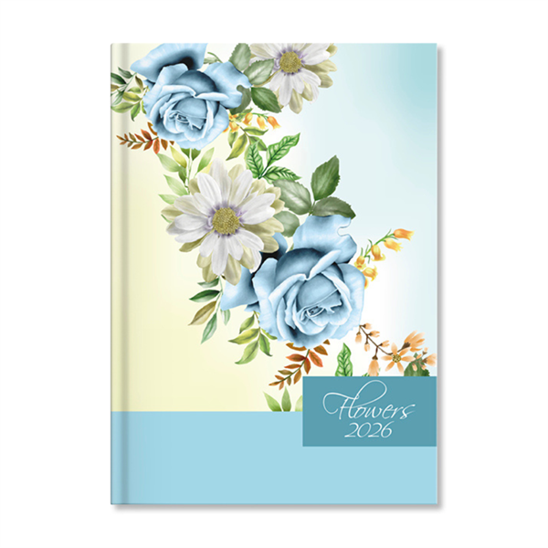 Period Flowers Blue 2026 A5 napi beosztású határidőnapló