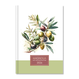 Period Magnólia Olive 2026 B6 napi beosztású női tervező határidőnapló