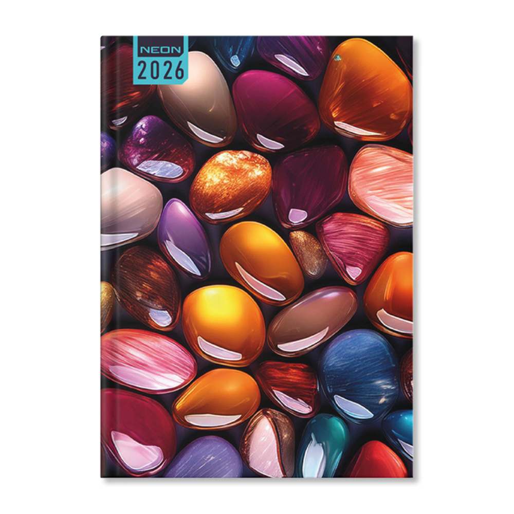 Period Neon Pebbles 2026 A5 napi beosztású határidőnapló
