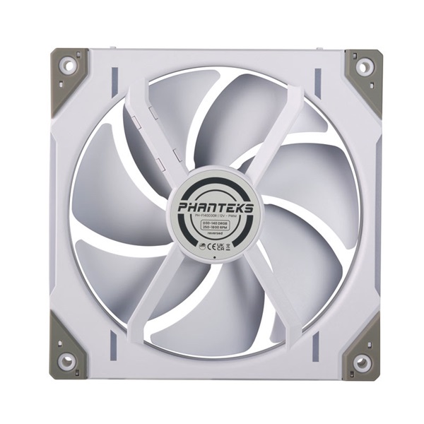 Phanteks D30 140mm PWM D-RGB (fordított légáram) fehér ventilátor