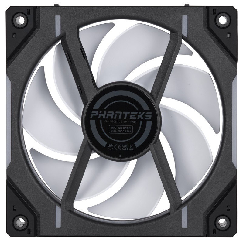 Phanteks D30 Regular Airflow 120mm PWM D-RGB L fekete ventilátor