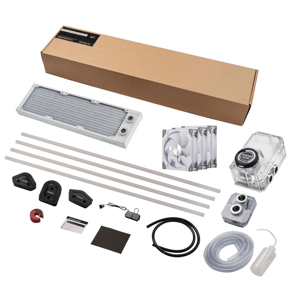 Phanteks Glacier EZ-Fit 360 D30-KIT 3x120mm ARGB fehér vízhűtéses processzor hűtő DIY készlet