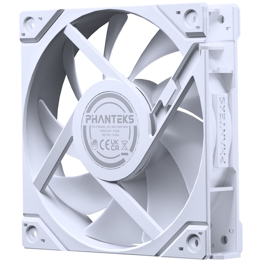 Phanteks M25 Gen2 120mm PWM D-RGB (fordított légáram) fehér ventilátor